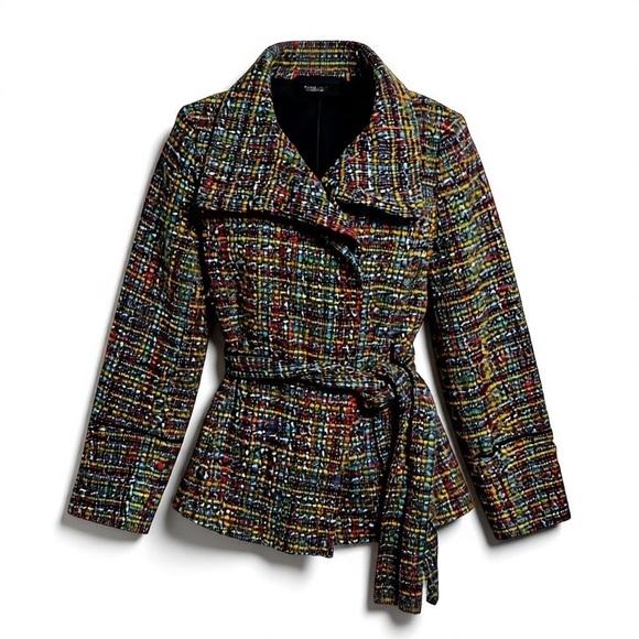 Zara Jackets & Blazers - Zara Women’s Multicolor Tweed Belted Jacket Size Medium Made in Spain